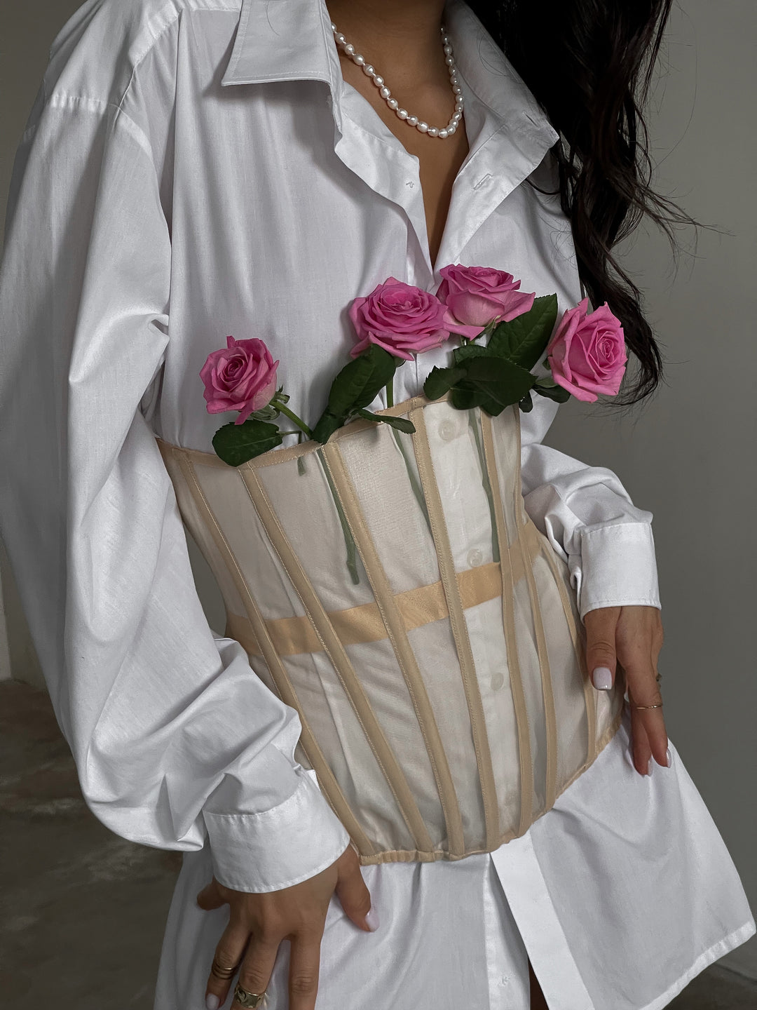 Basic Cupless Corset in Beige