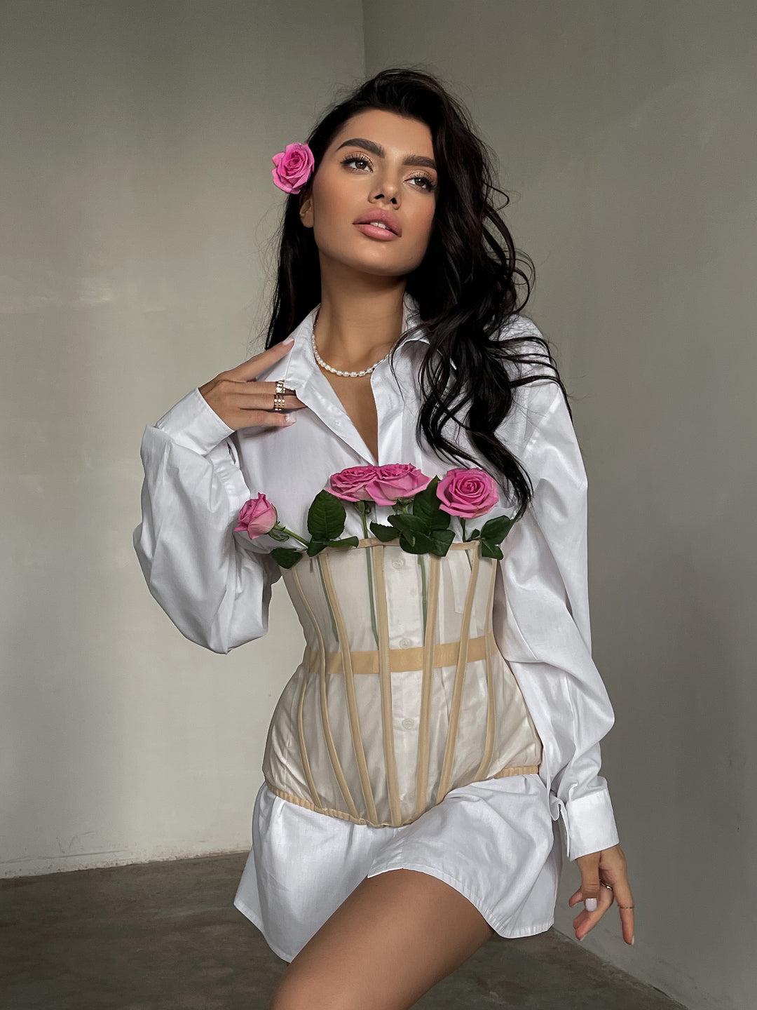 Basic Cupless Corset in Beige