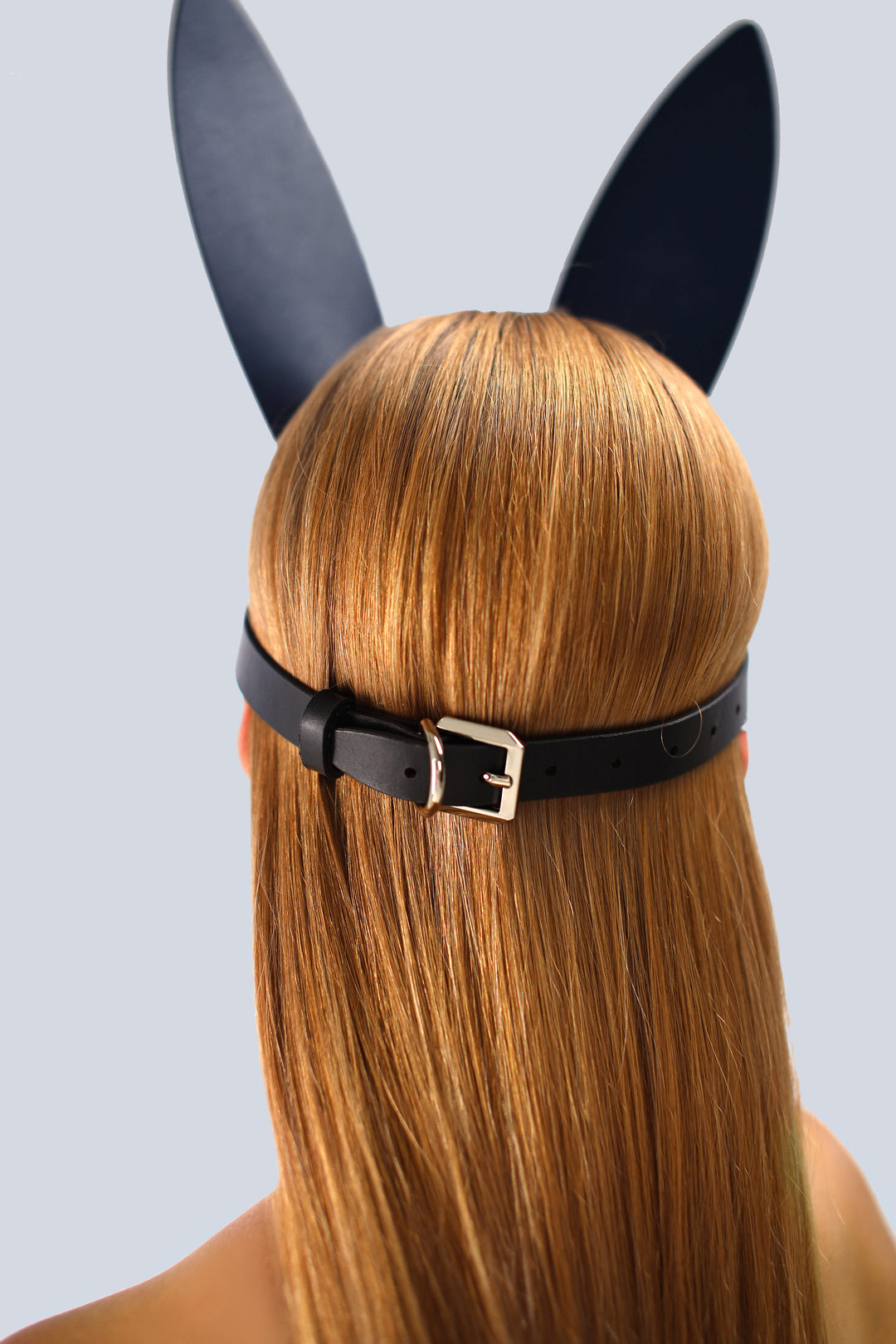 Ostara Black Leather Bunny Mask in Black