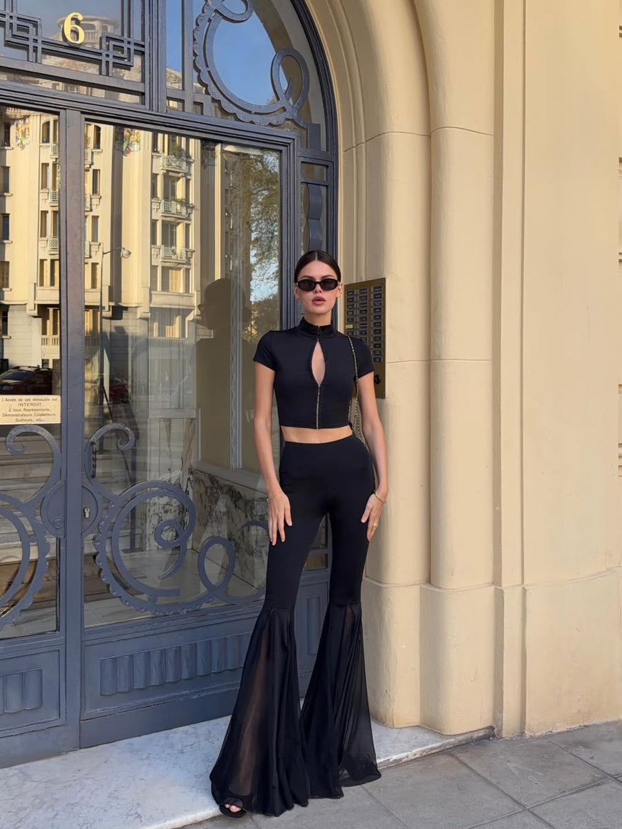 Tokyo Hook and Eye Crop Top in Black