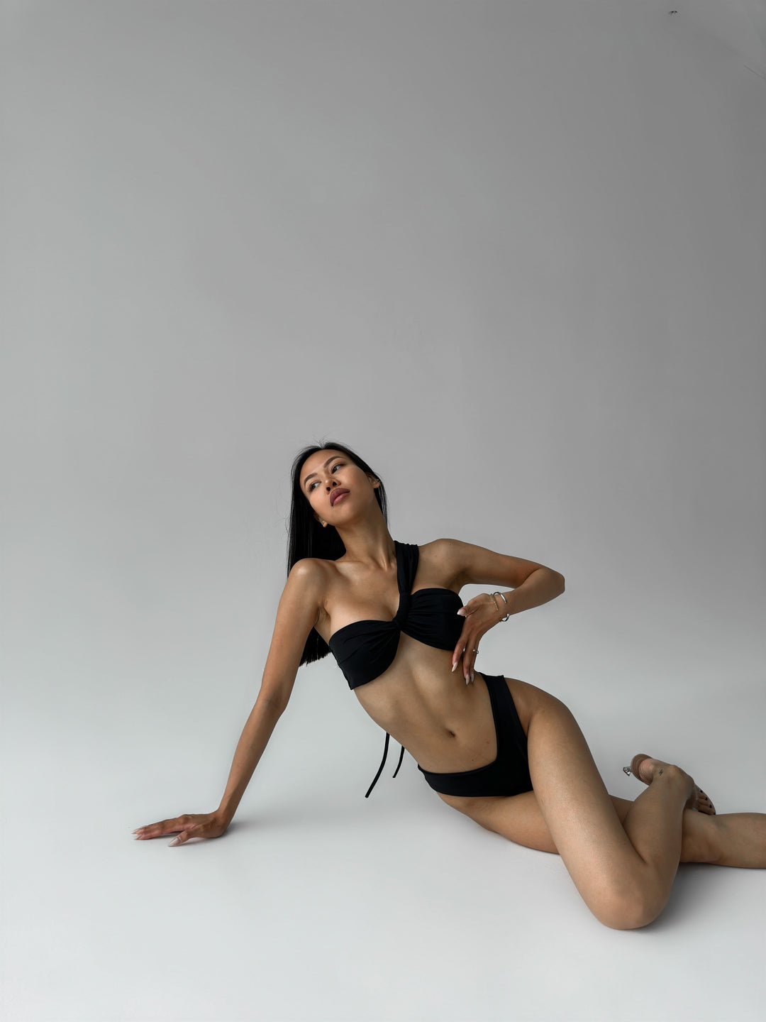 Pearl Bandeau Bikini Set in Black