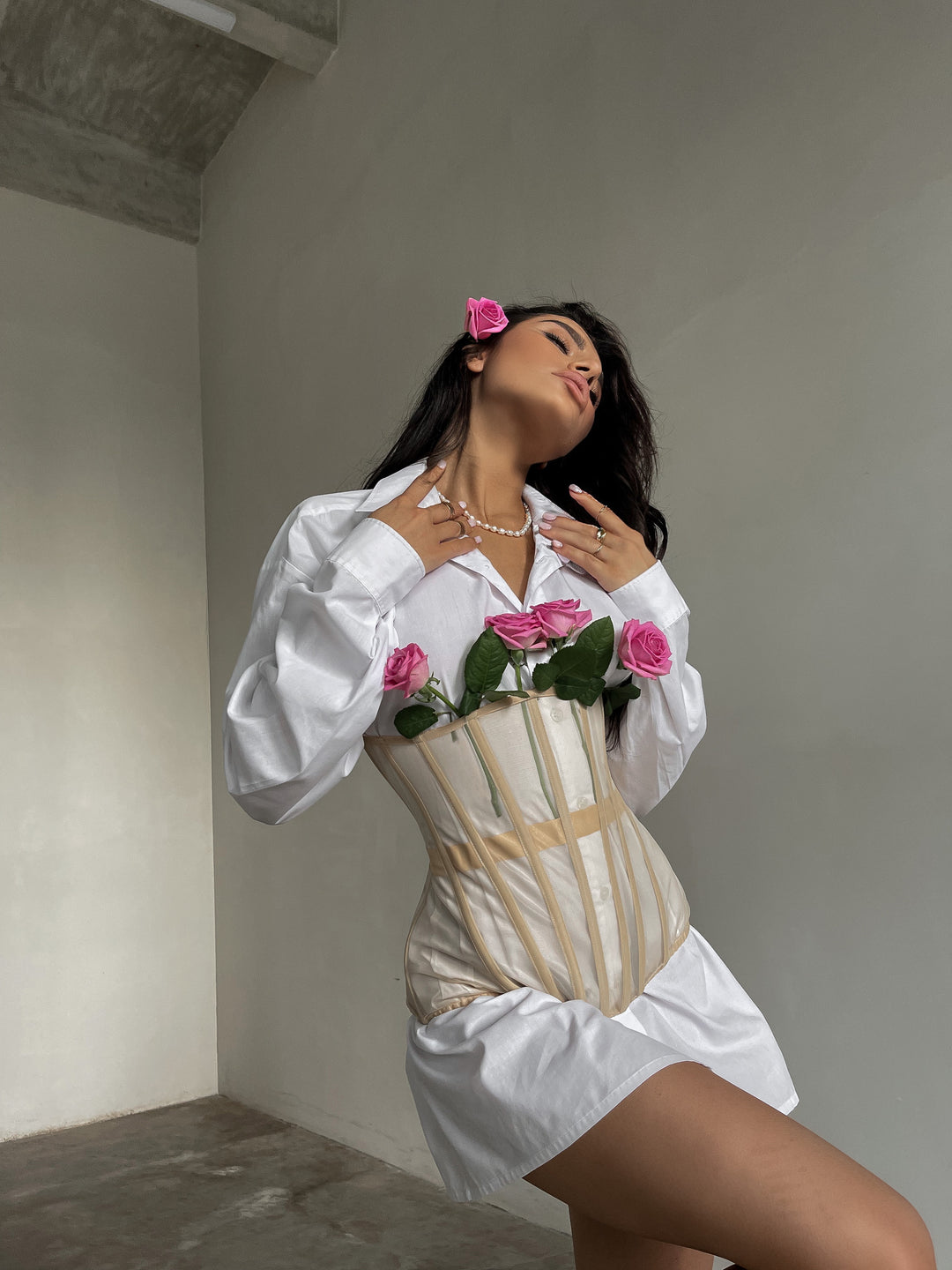 Basic Cupless Corset in Beige