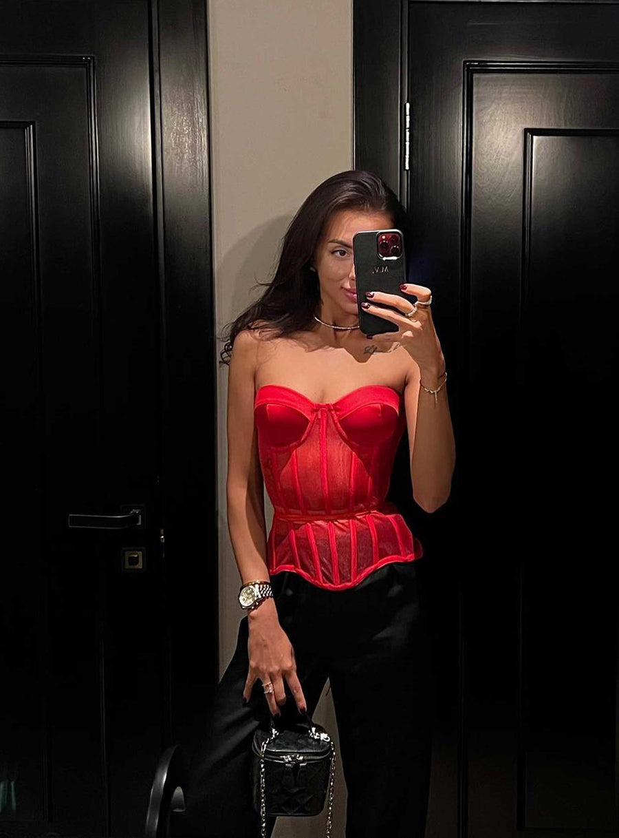 Charm Cupped Overbust Corset in Red