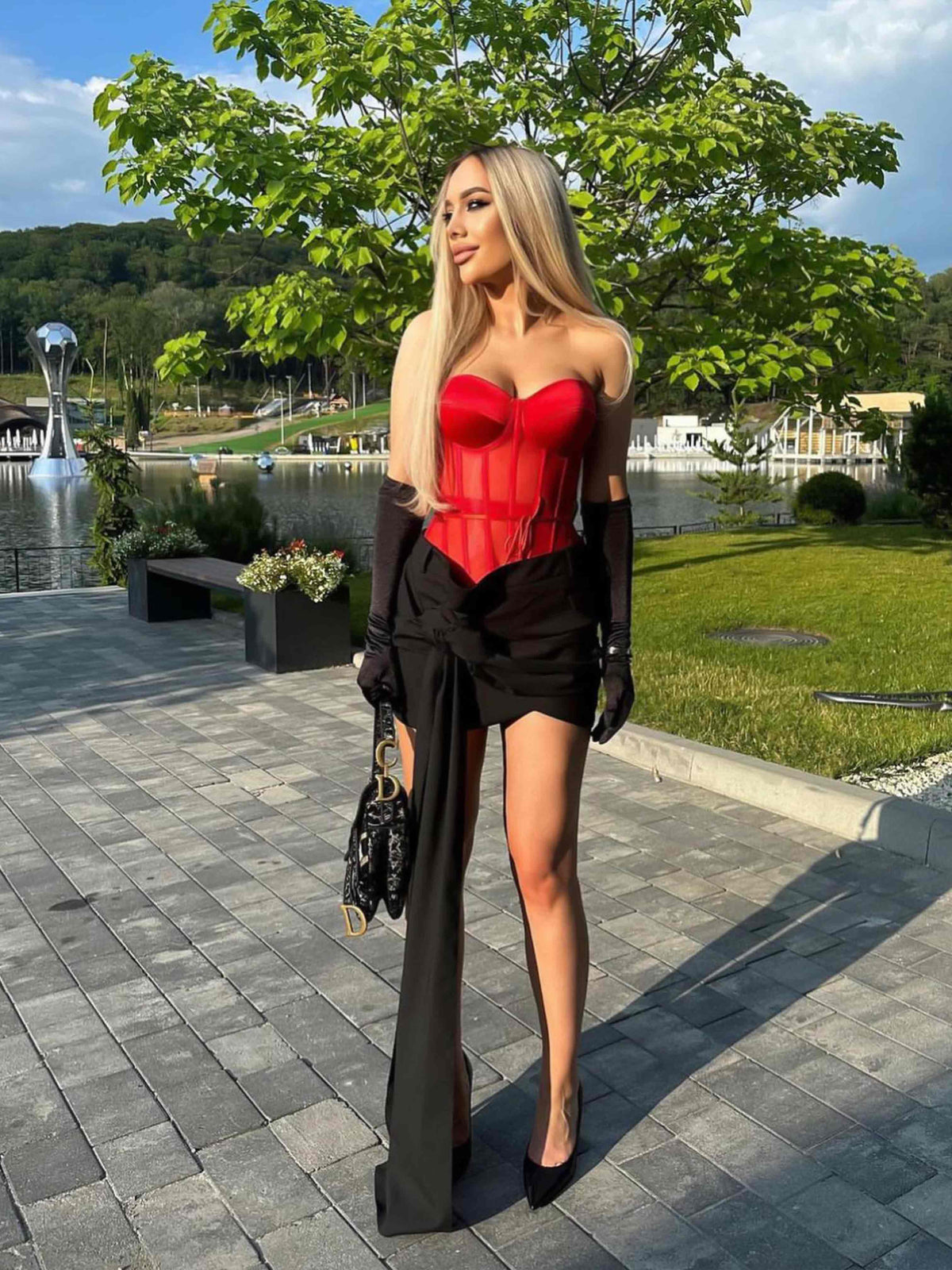 Charm Cupped Overbust Corset in Red