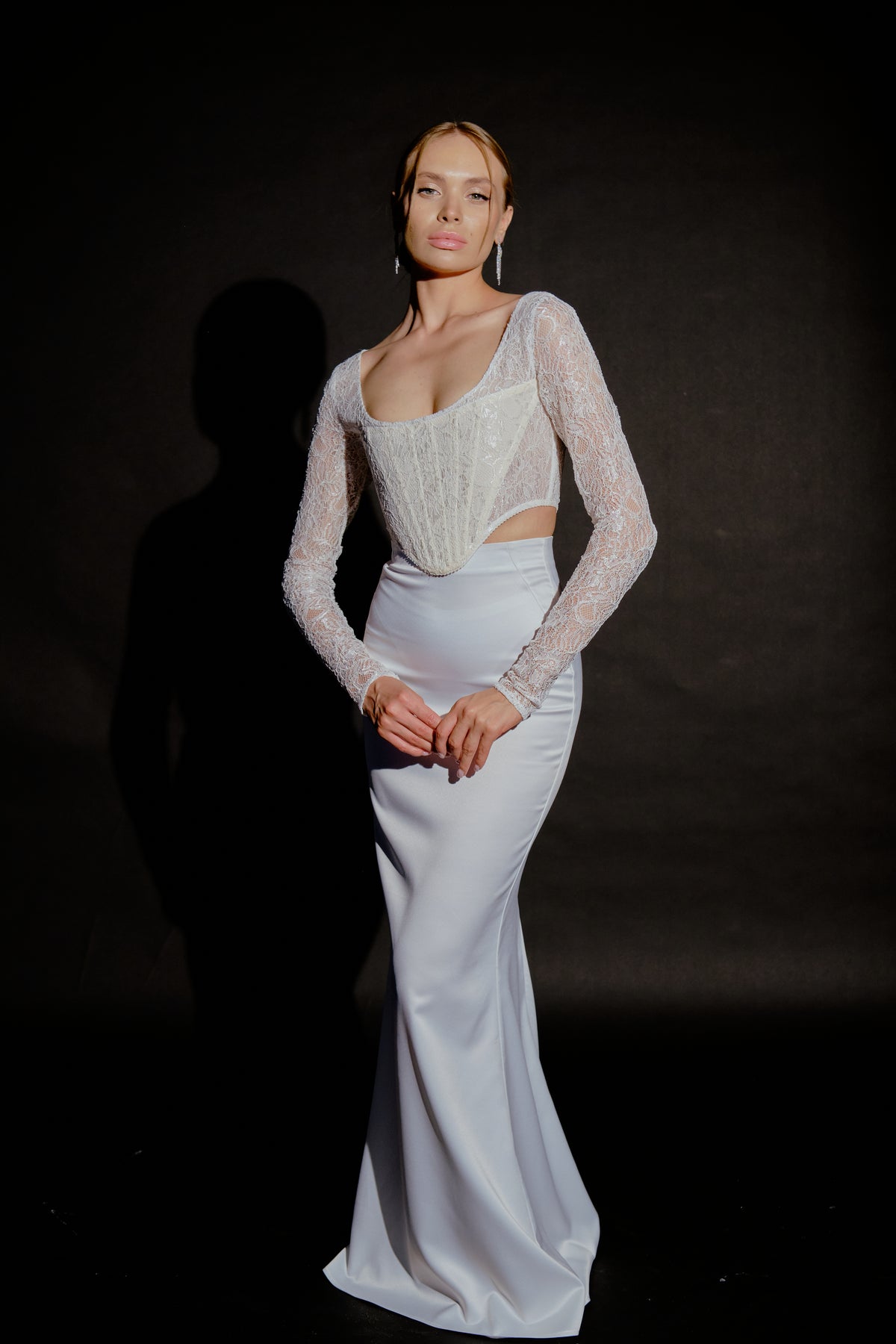 Alura Satin Mermaid Maxi Skirt in White