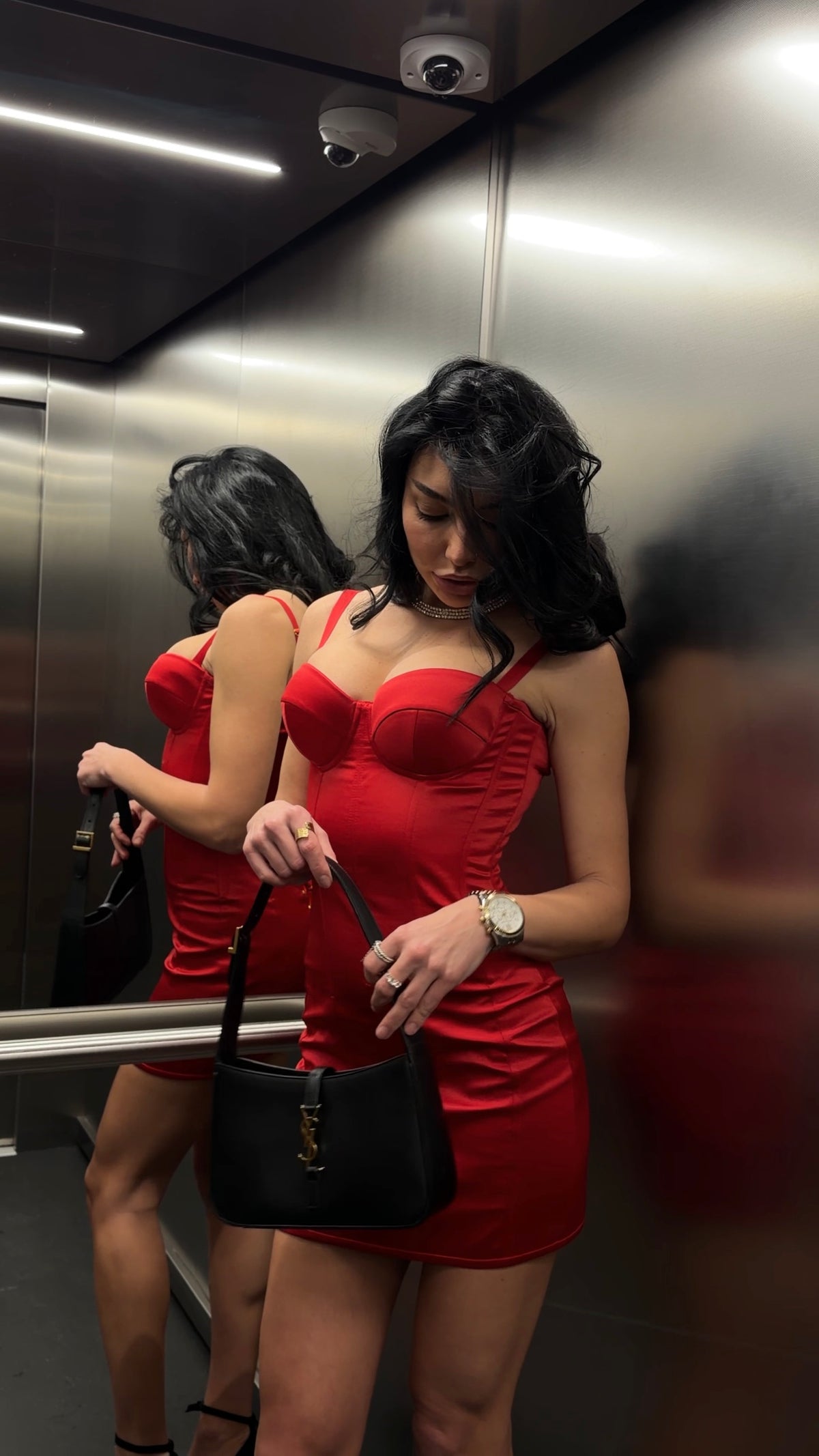 Dolce Vita Satin Corset Mini Dress in Red