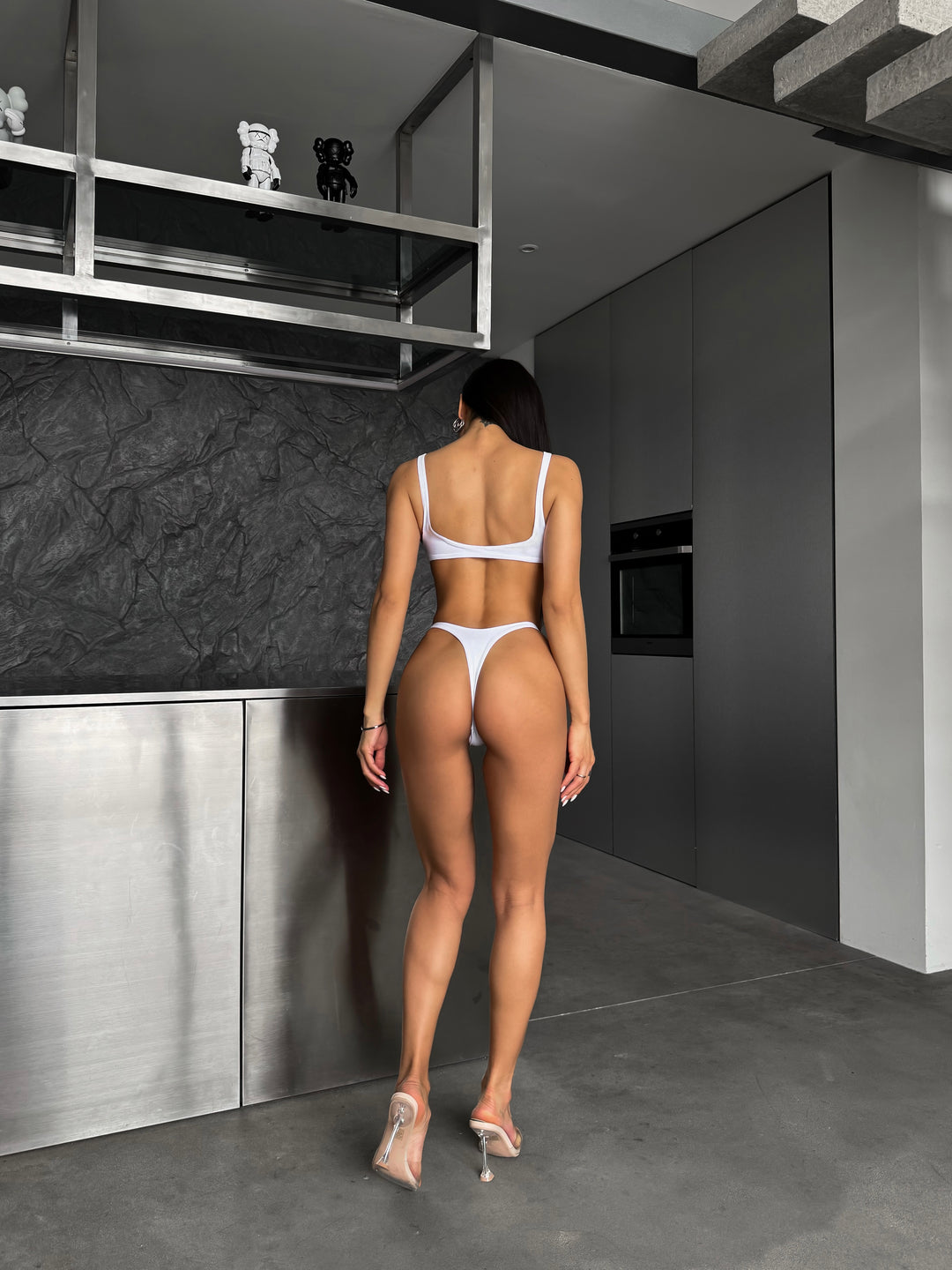 Ecstasy Scoop Neck Metal Detail Bikini Set in White