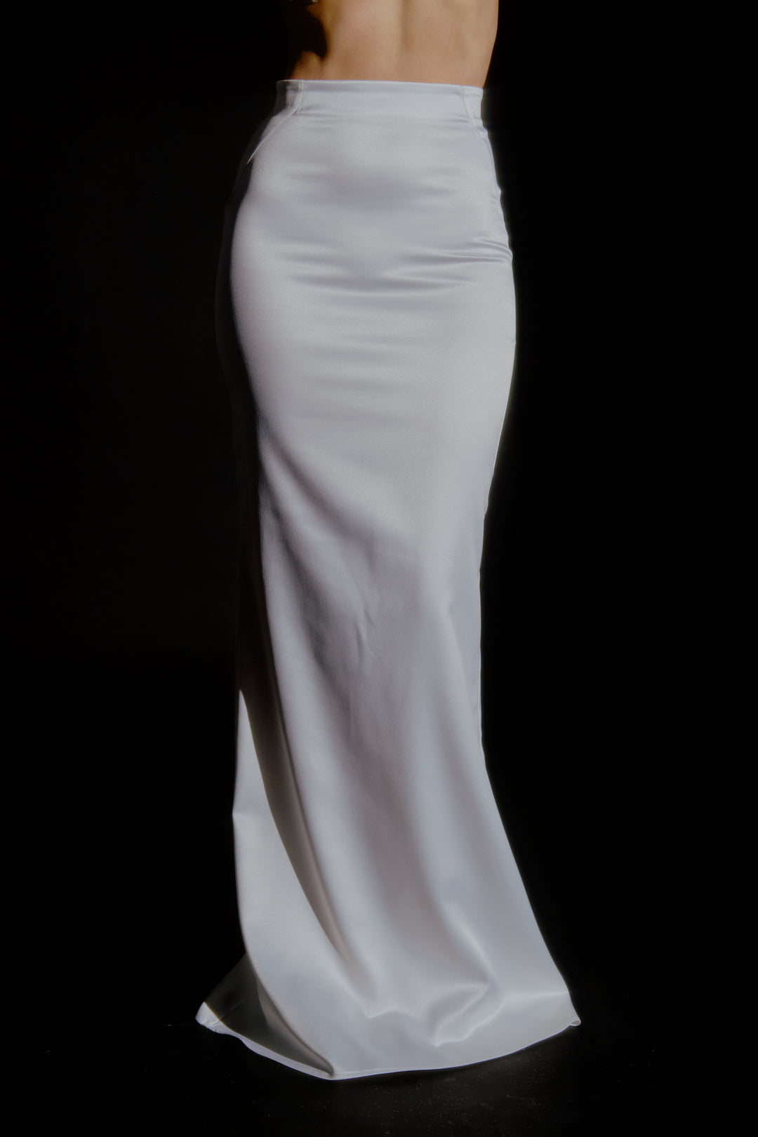 Alura Satin Mermaid Maxi Skirt in White
