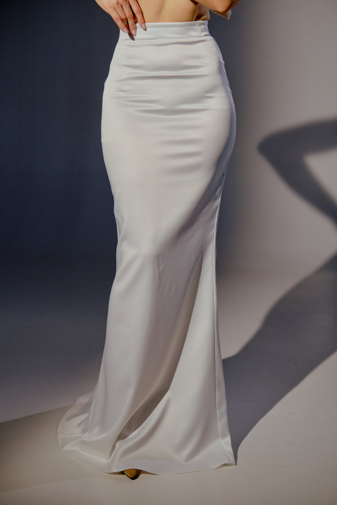 Alura Satin Mermaid Maxi Skirt in White