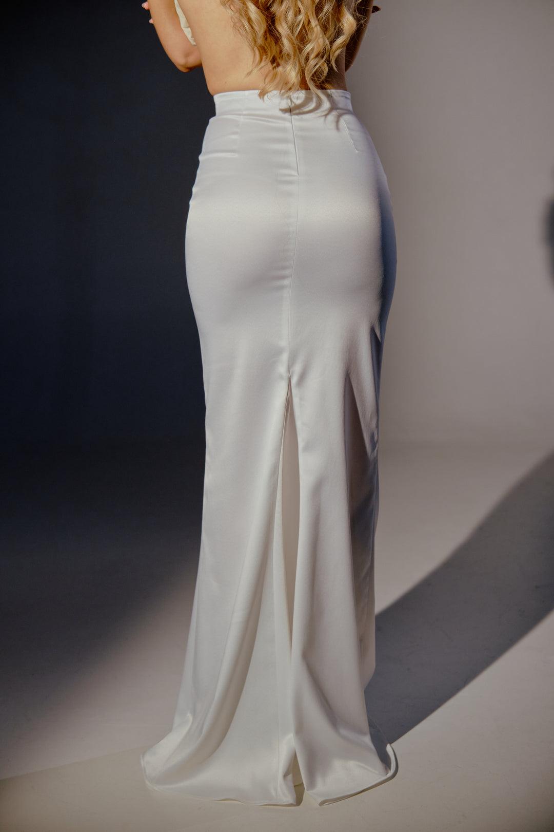 Alura Satin Mermaid Maxi Skirt in White